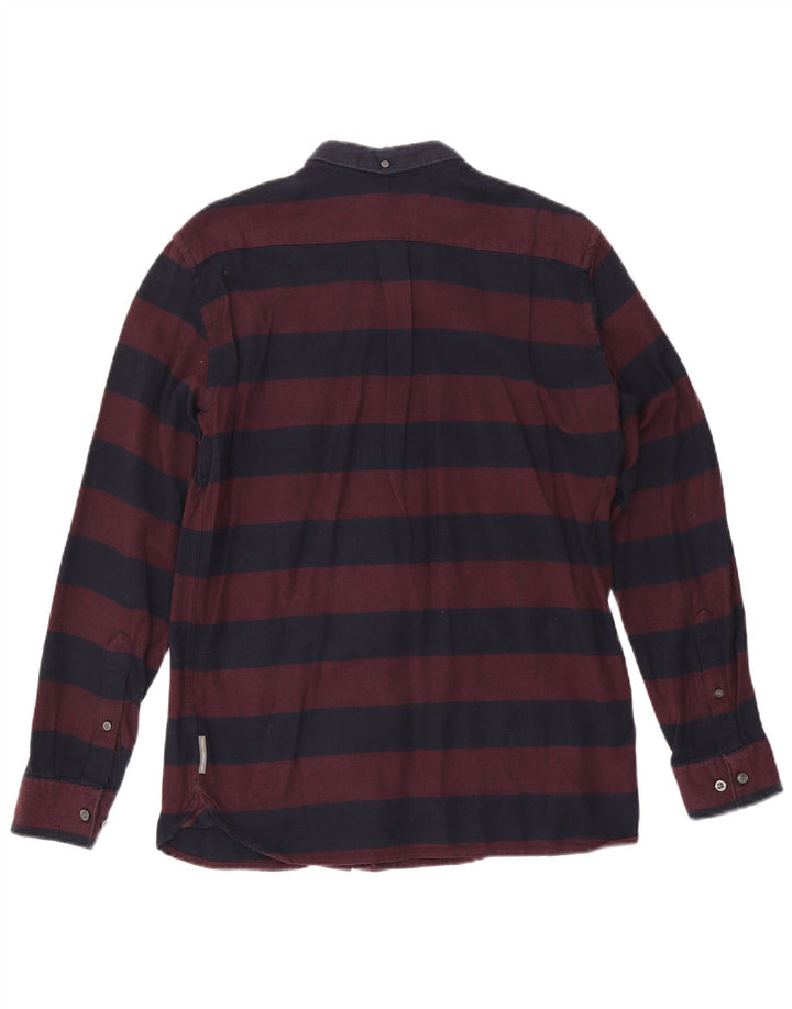 Cămașă de flanel pentru bărbați French Connection, bumbac cu dungi Burgundy mediu