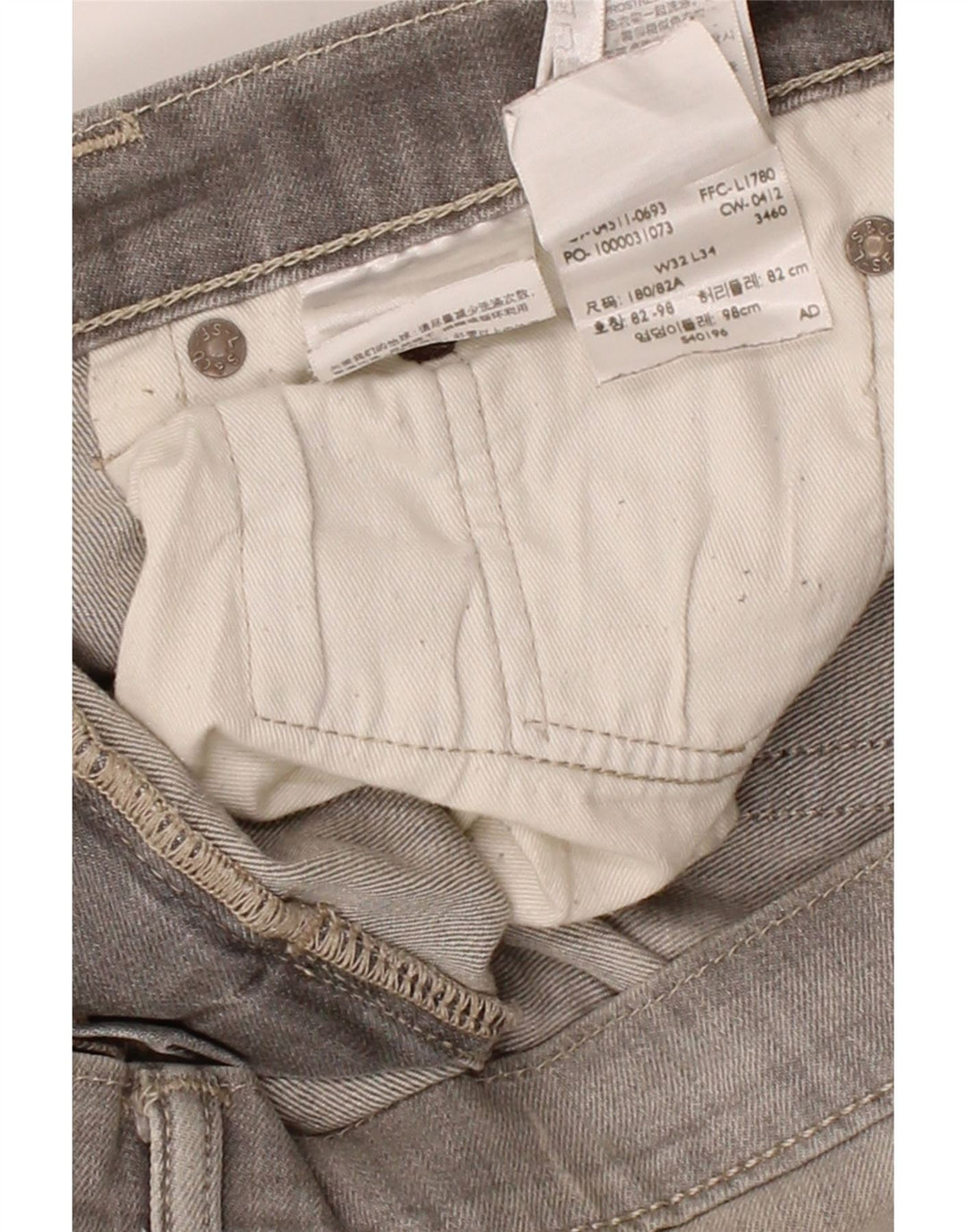 LEVI'S Mens Distressed Slim Jeans W32 L34 Grey Cotton Vintage Levi's and Second-Hand Levi's from Messina Hembry 