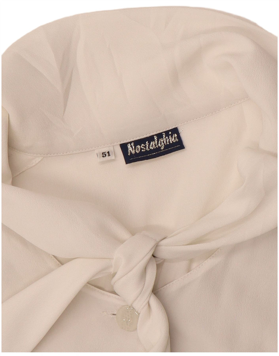 Bluză vintage pentru femei, cămașă cu cravată în față, IT 51 XL alb