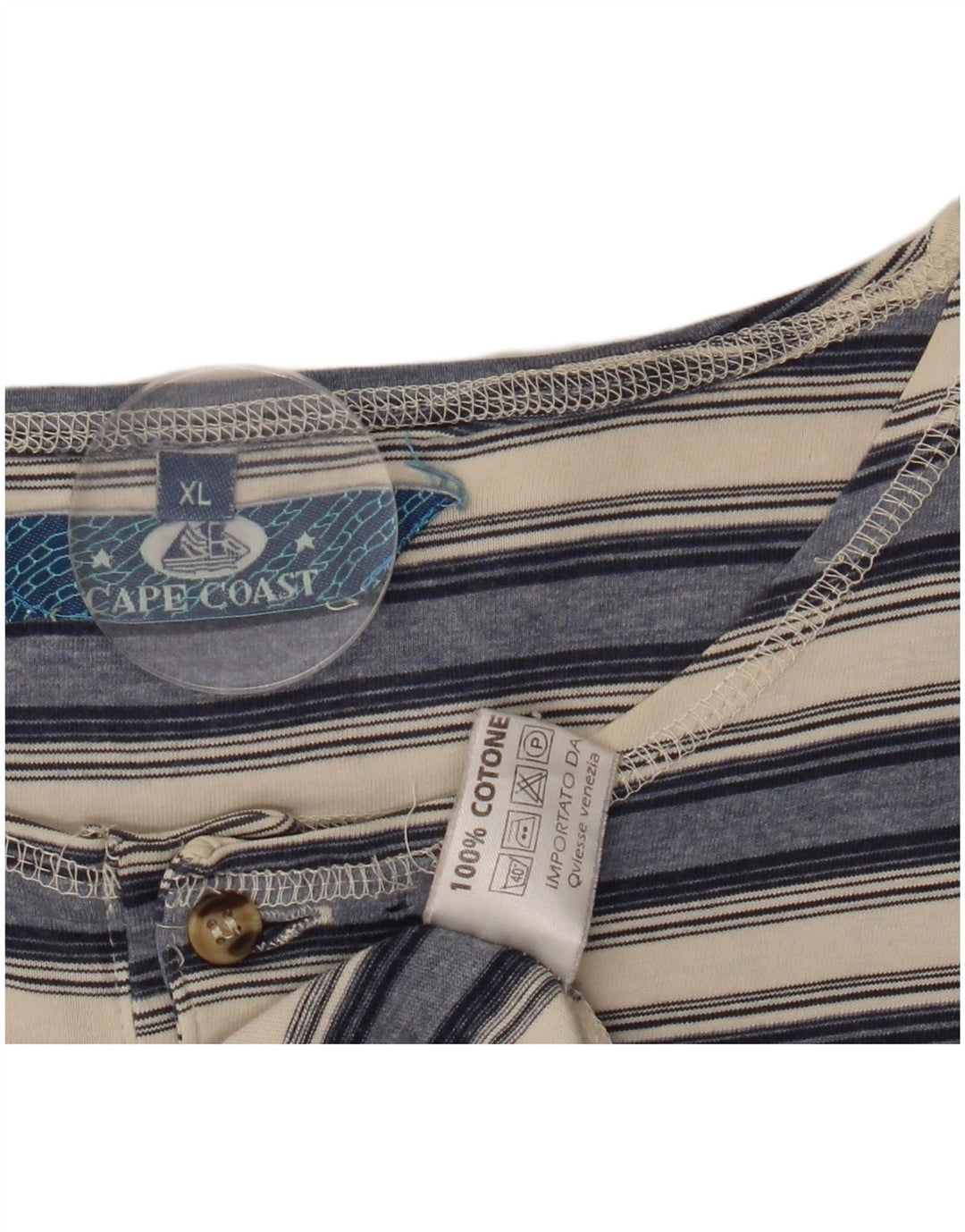 VINTAGE Tricou Bărbați Top XL Bleumarin Bumbac cu dungi