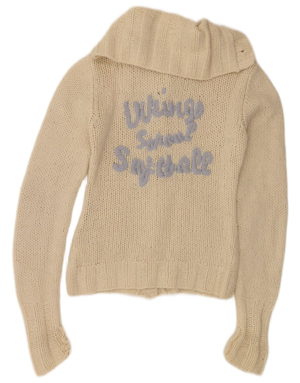 Pulover cardigan grafic pentru femei Replay UK 10 Lână albă mică