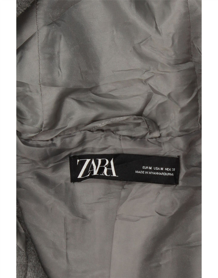 ZARA Womens Hooded Duffle Jacket UK 14 Medium Grey Acrylic