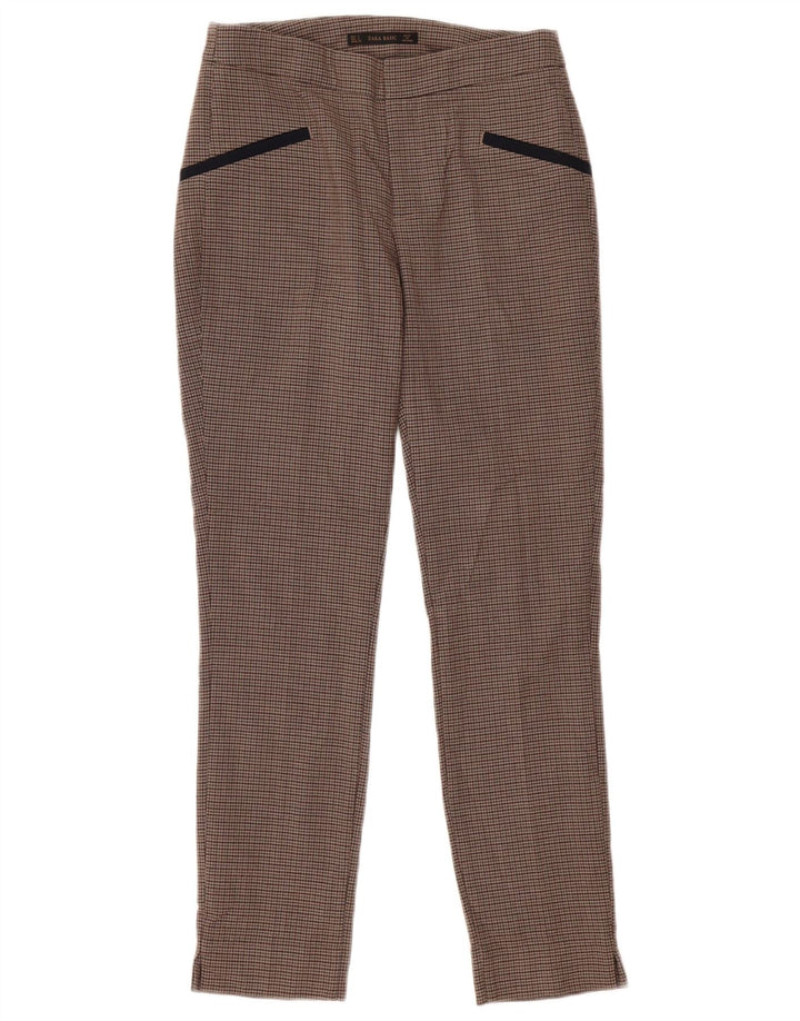Pantaloni casual slim pentru femei Zara Mici L26 L28 Maro Check