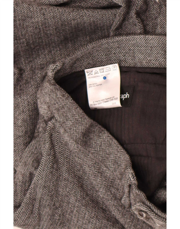 Marks & Spencer Pantaloni de costum pentru bărbați cu autograf W36 L28 Gri Herringbone