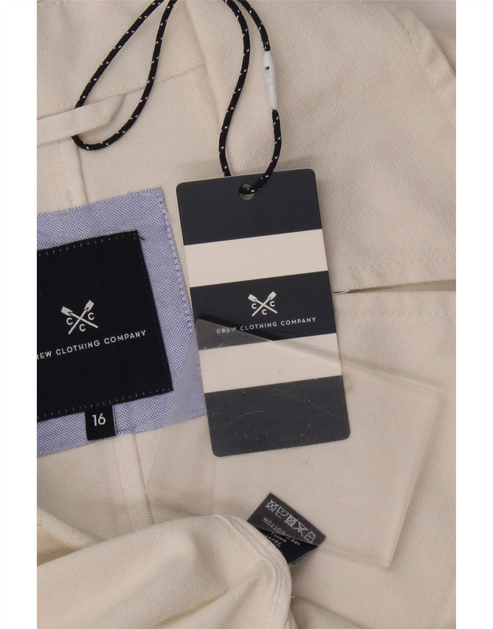 CREW CLOTHING Palton pentru femei UK 16, mare, alb, bumbac