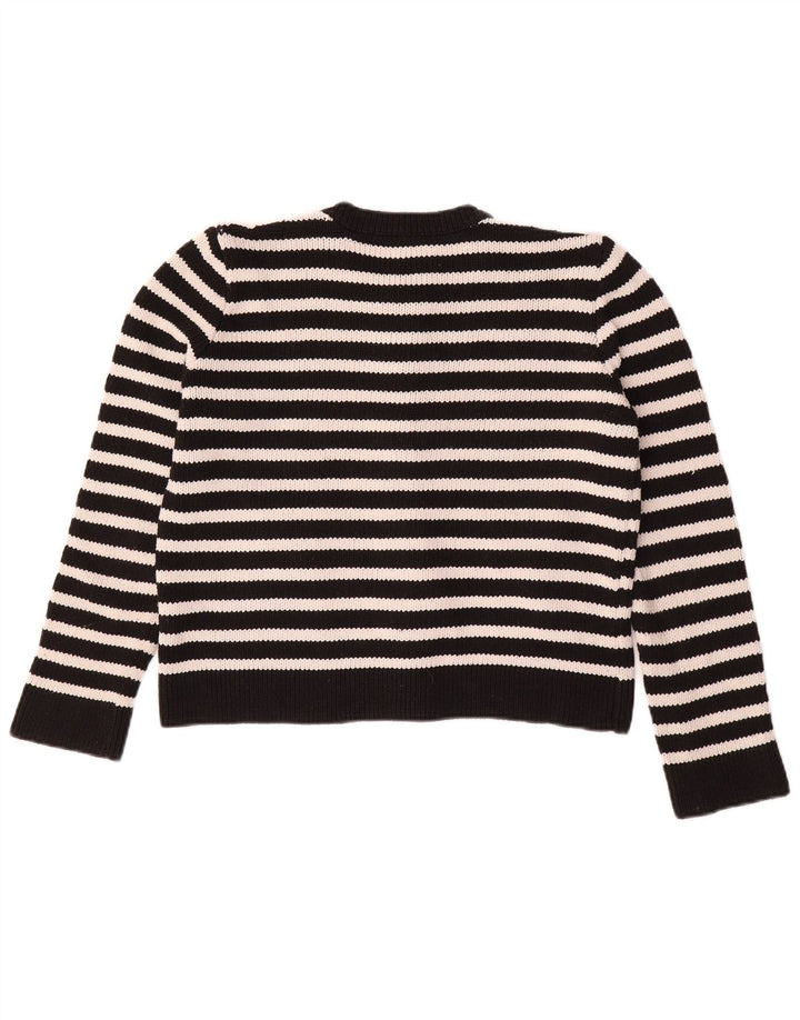 ZARA Womens Oversized Cardigan Sweater UK 10 Small Black Striped Polyester