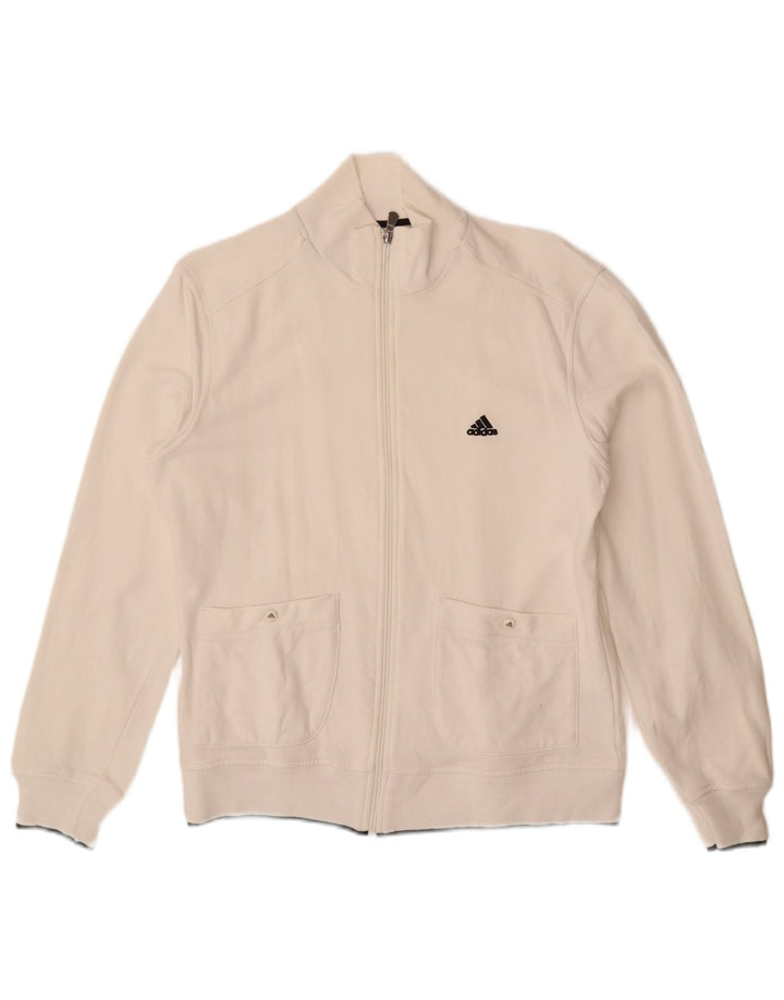 Jachetă de trening pentru bărbați ADIDAS UK 40/42 bumbac alb mediu