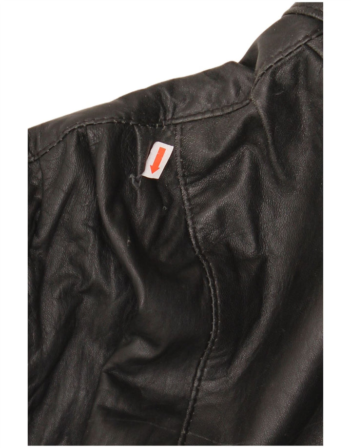 Jachetă de piele vintage pentru femei UK 20 2XL din piele neagră