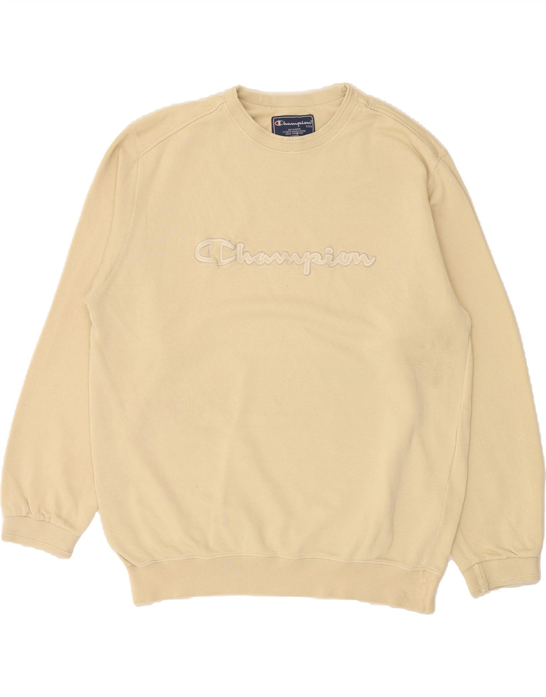CHAMPION Mens Graphic Sweatshirt Jumper 2XL Yellow Cotton Vintage Champion and Second-Hand Champion from Messina Hembry 