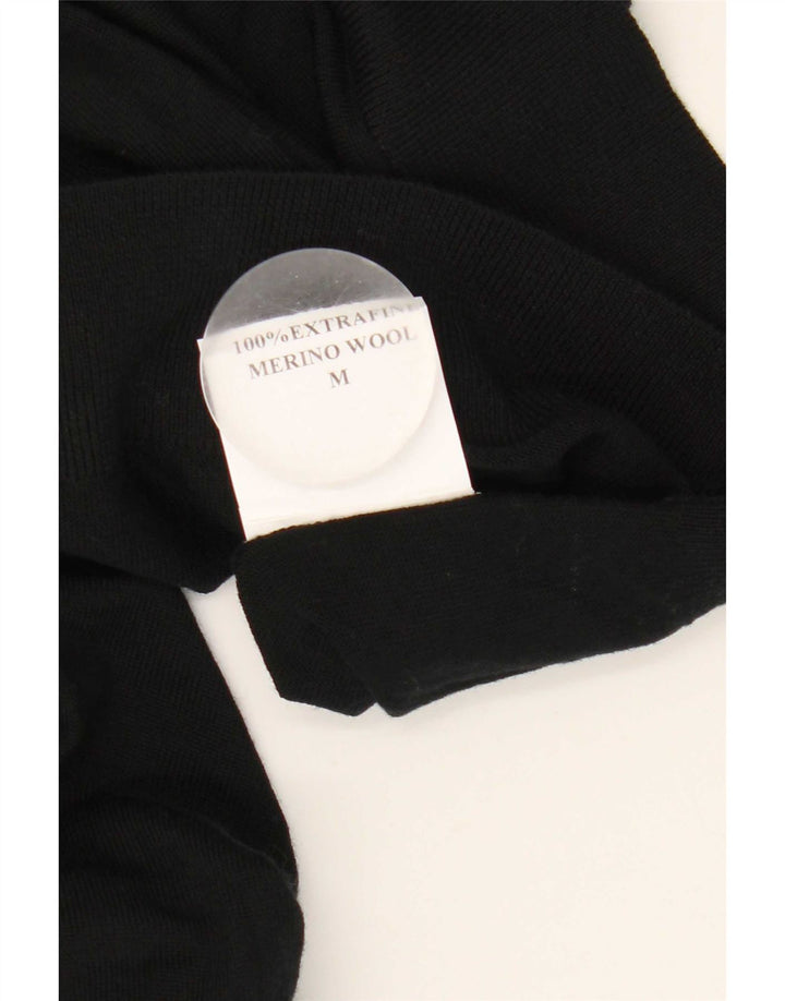 Pulover pentru bărbați Marks & Spencer cu gât rulat din lână merinos neagră medie