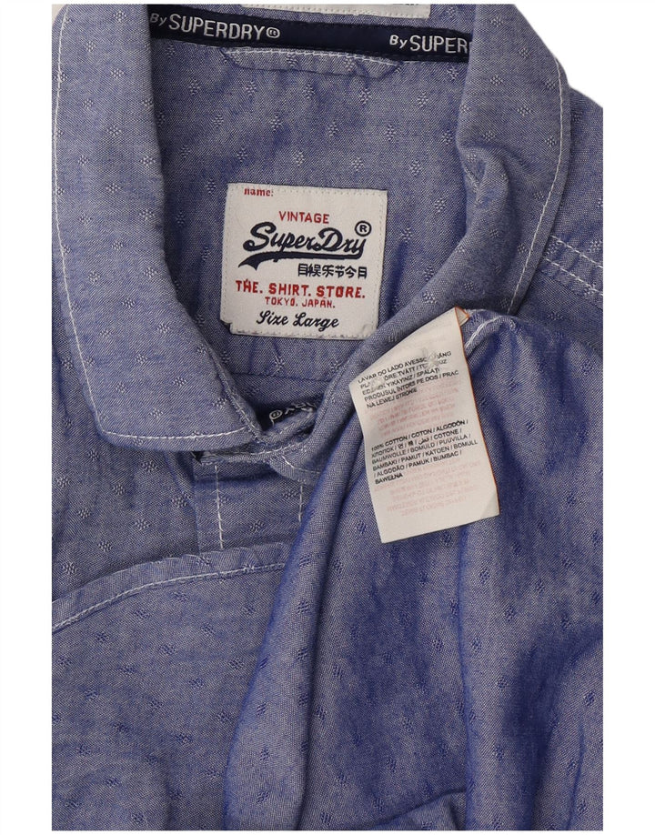 Cămașă pentru bărbați SUPERDRY din bumbac cu pete albastre mari