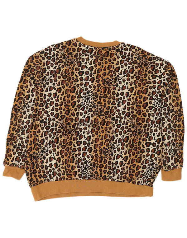 Pulover supradimensionat pentru femei ADIDAS UK 8 mic bej cu imprimeu animal