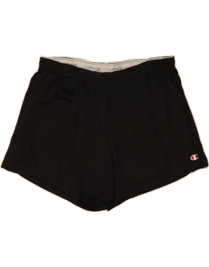 CHAMPION Womens Sport Shorts UK 14 Large  Black Polyester Vintage Champion and Second-Hand Champion from Messina Hembry 
