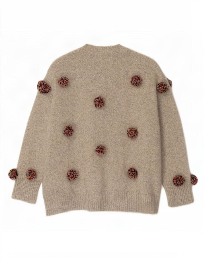 Pulover supradimensionat pentru femei Zara, cu decolteu rotund, UK 10, mic, gri pete