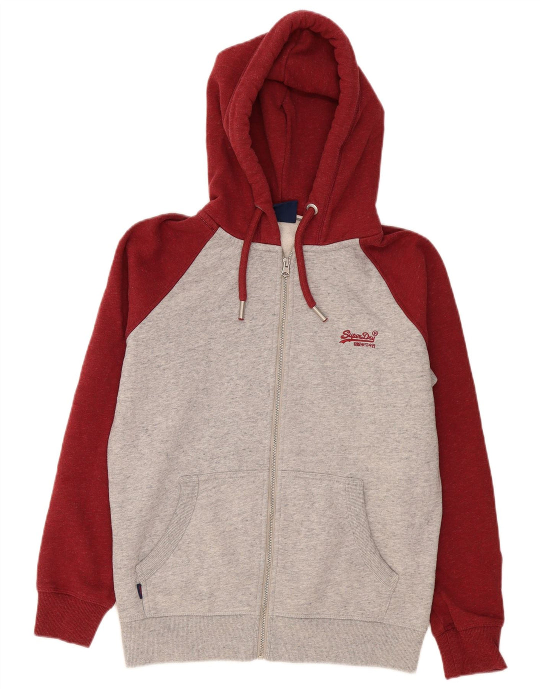 Pulover Superdry pentru bărbați, cu fermoar, din bumbac color bloc, gri mediu