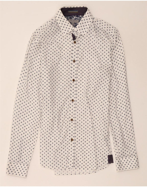 Cămașă Bărbați Ted Baker Mărimea 15 1/2 Mediu Alb Geometric Bumbac