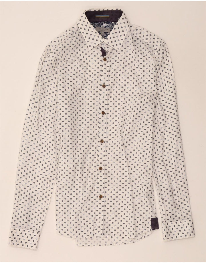 Cămașă Bărbați Ted Baker Mărimea 15 1/2 Mediu Alb Geometric Bumbac