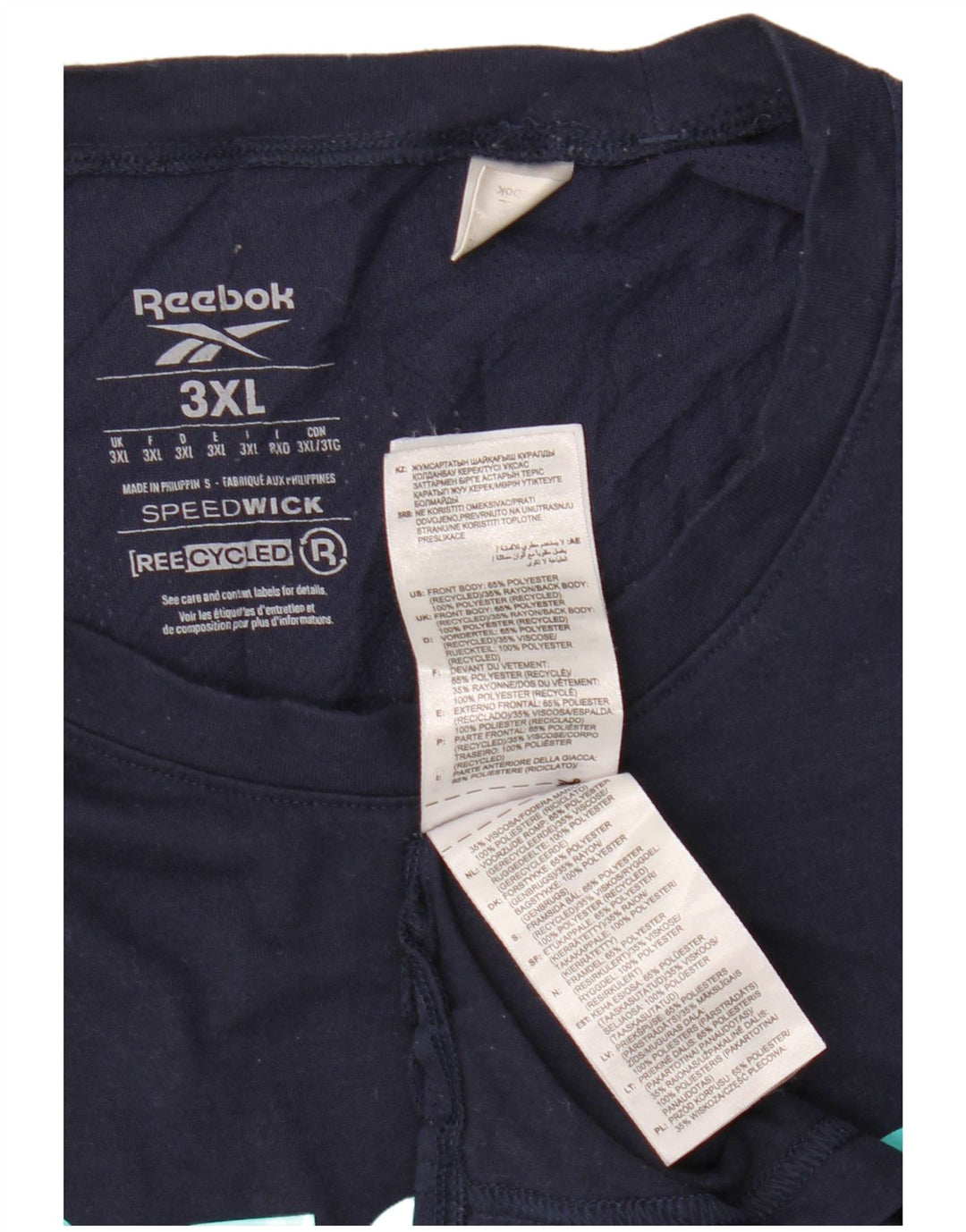 Tricou grafic pentru bărbați Reebok Top 3XL poliester bleumarin