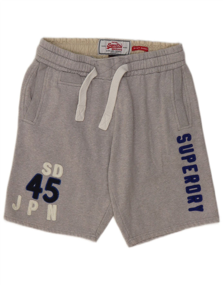 Pantaloni scurți sport grafic Superdry pentru bărbați, bumbac, gri mediu