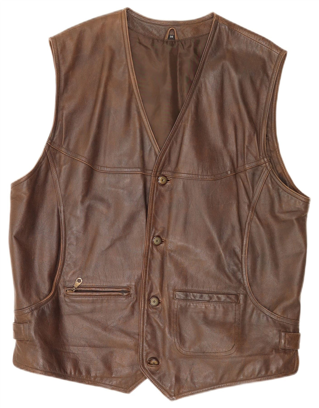 Gilet din piele vintage pentru bărbați IT 56 3XL maro