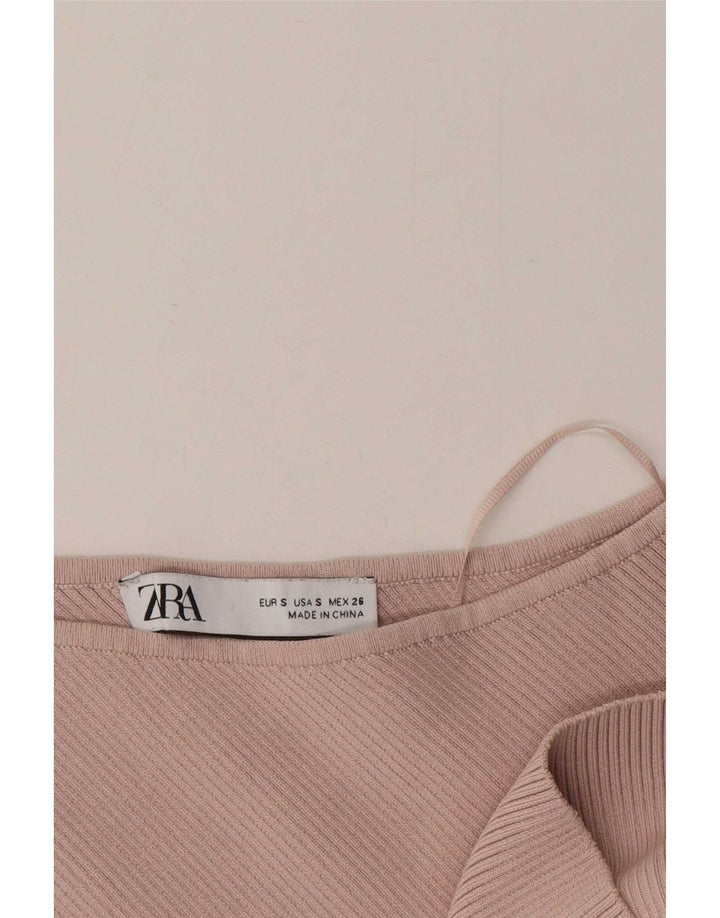 Top pentru femeie Zara Crop One Shore UK 8 Small Pink Viscose