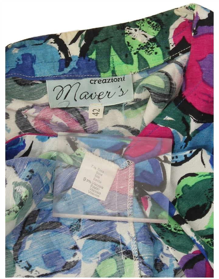 Bluză de damă vintage cămașă crop IT 42 Medium Multicolor Floral