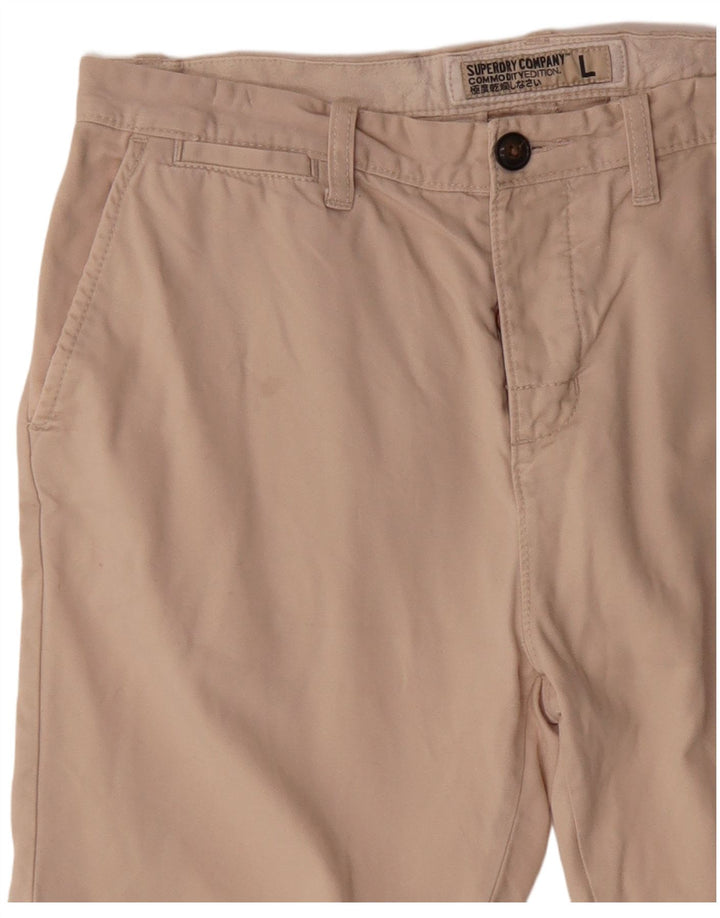Pantaloni scurți chino Superdry pentru bărbați, mari W34, bumbac, bej