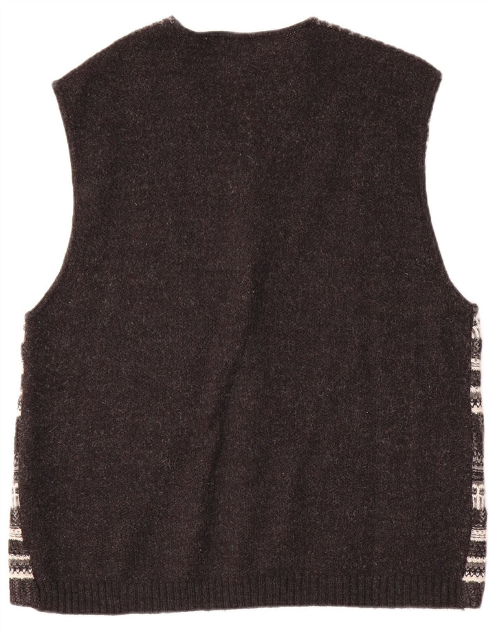 Cardigan Vintage fără mâneci pentru bărbați, lână mare, cu dungi gri