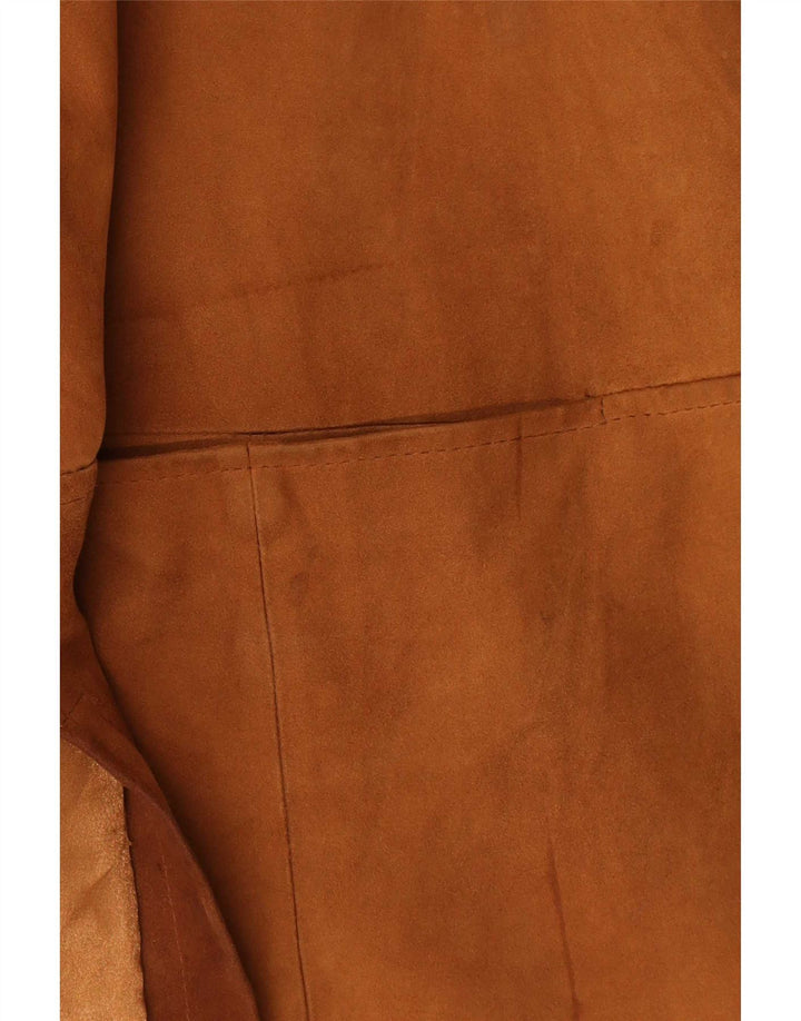 Palton supradimensionat din piele vintage pentru femei UK 20 2XL piele maro