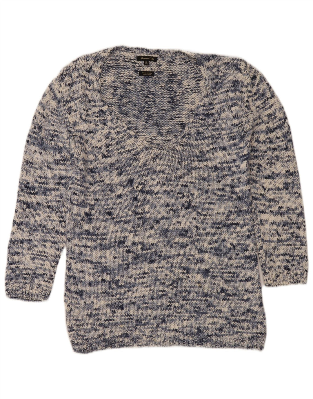 Pulover cu decolteu în V Massimo Dutti pentru femei UK 14 Medium bleumarin pătat