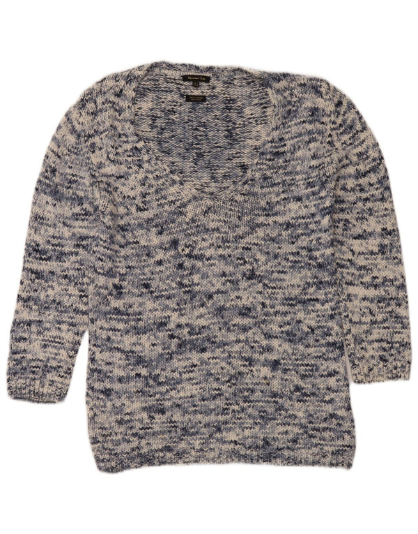 Pulover cu decolteu în V Massimo Dutti pentru femei UK 14 Medium bleumarin pătat