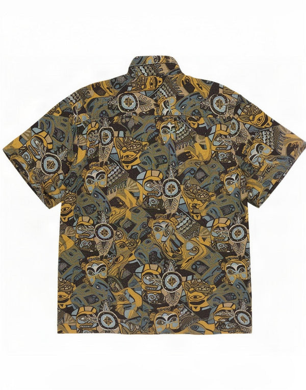 Vintage Cămașă cu mânecă scurtă pentru bărbați cu model abstract XL Multicolor Retro