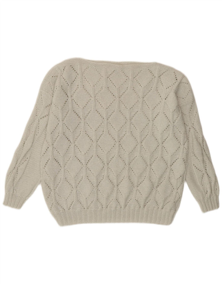 Pulover pentru femei VINTAGE cu gâtul cu barca UK 18 XL alb