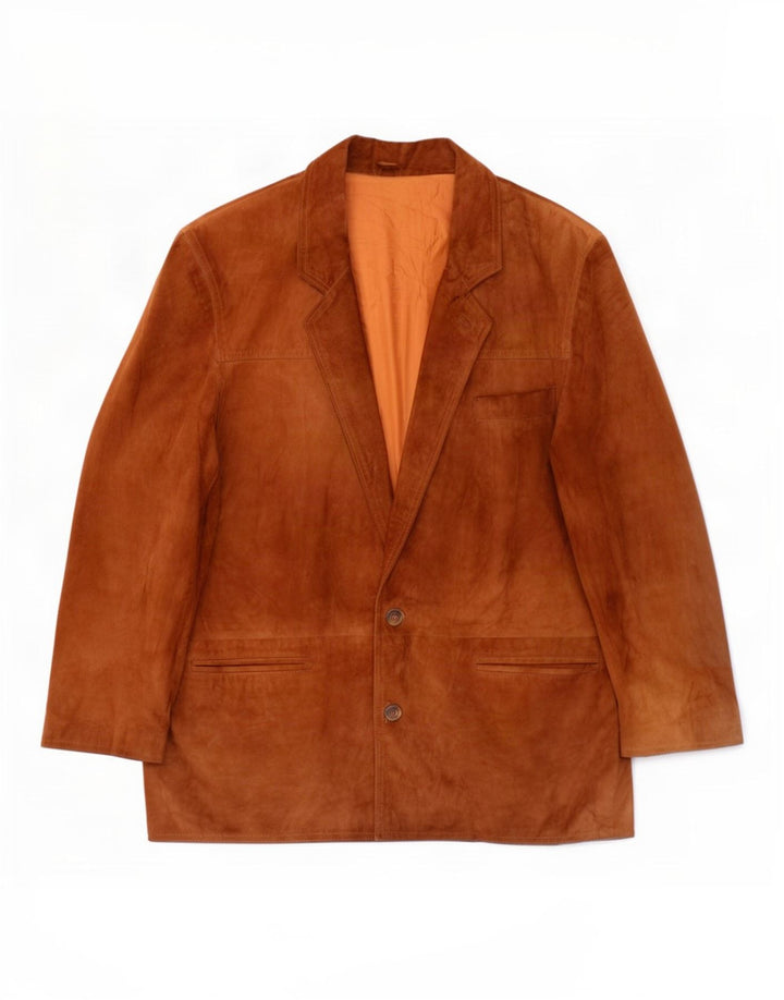 Jachetă vintage pentru bărbați din piele cu 2 nasturi IT 52 XL maro