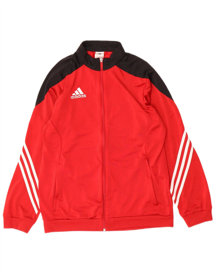 Jachetă de trening pentru bărbați Adidas, roșu mediu, poliester color bloc