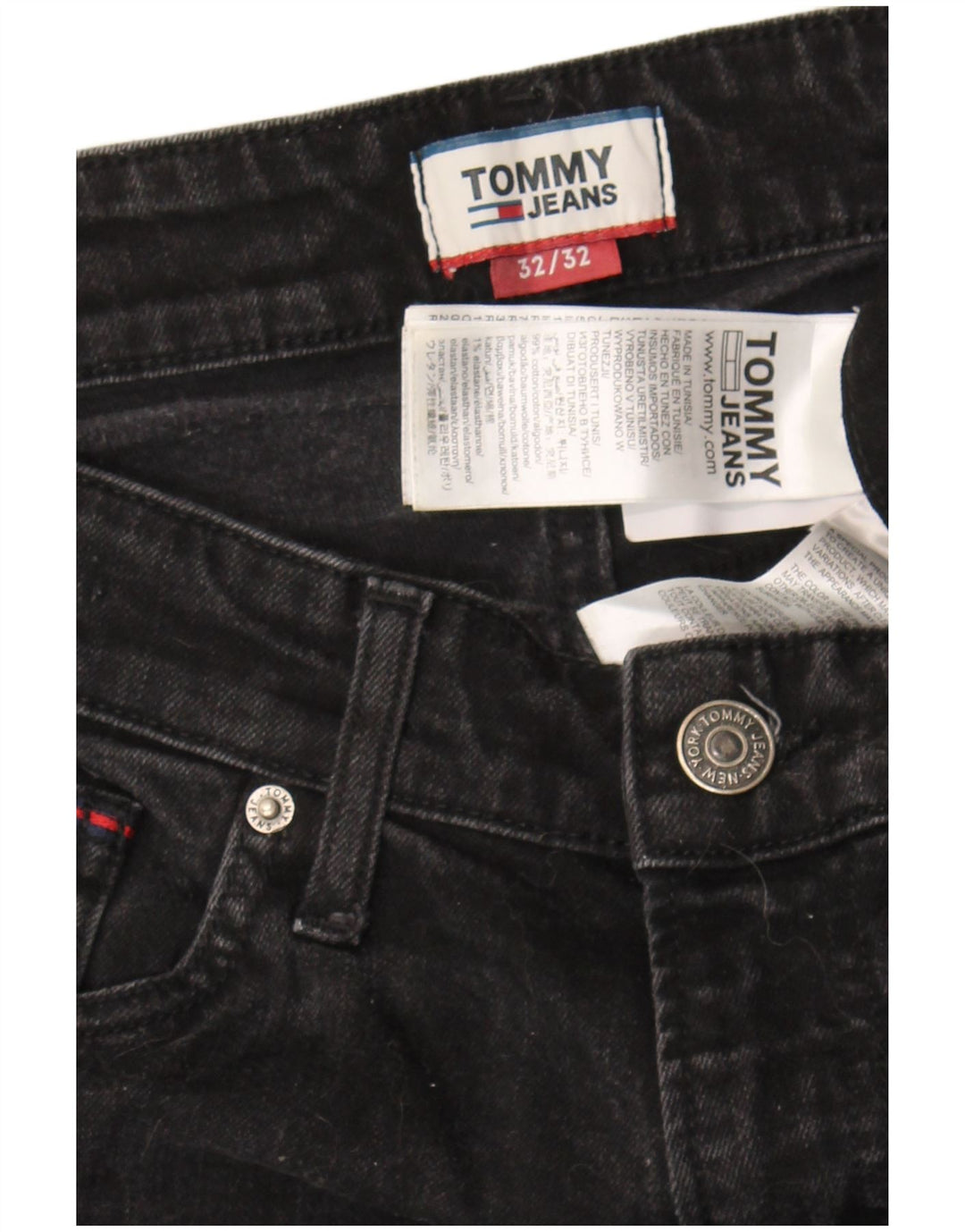 Blugi slim pentru bărbați Tommy Hilfiger W32 L32 bumbac negru