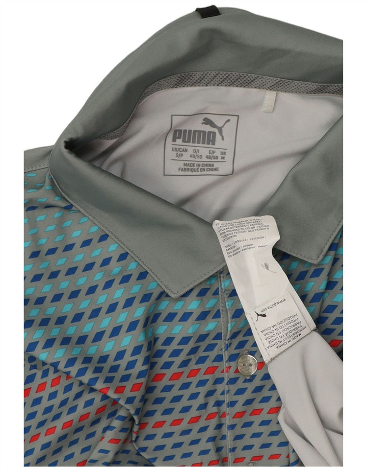 Tricou polo PUMA pentru bărbați, poliester geometric, gri mediu