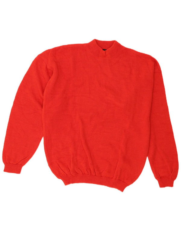 Vintage Mens Turtle Neck Jumper Sweater Medium Red Wool