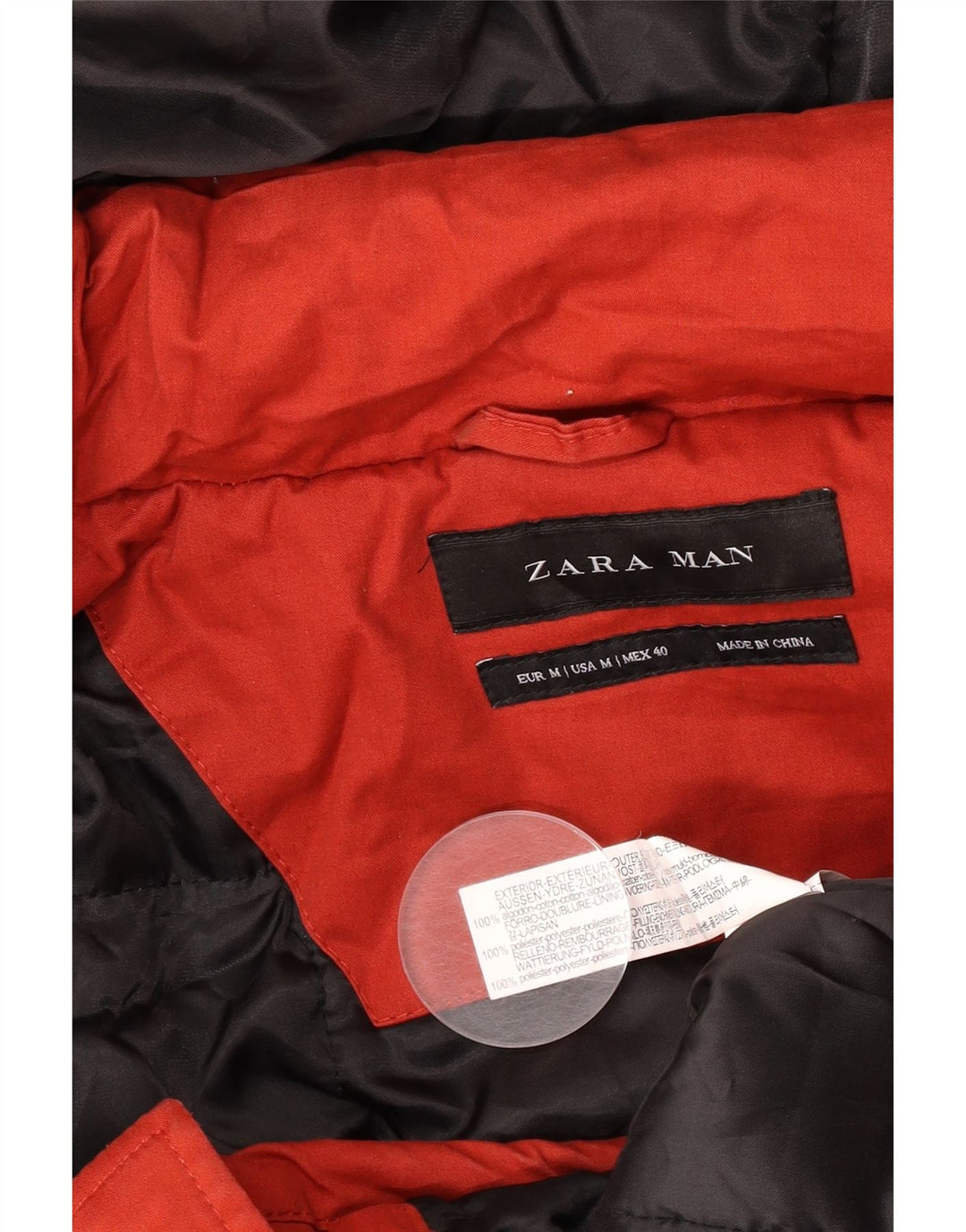 Jachetă parka cu glugă pentru bărbați Zara UK 38, bumbac roșu mediu