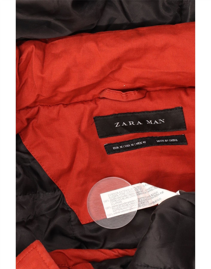 Jachetă parka cu glugă pentru bărbați Zara UK 38, bumbac roșu mediu