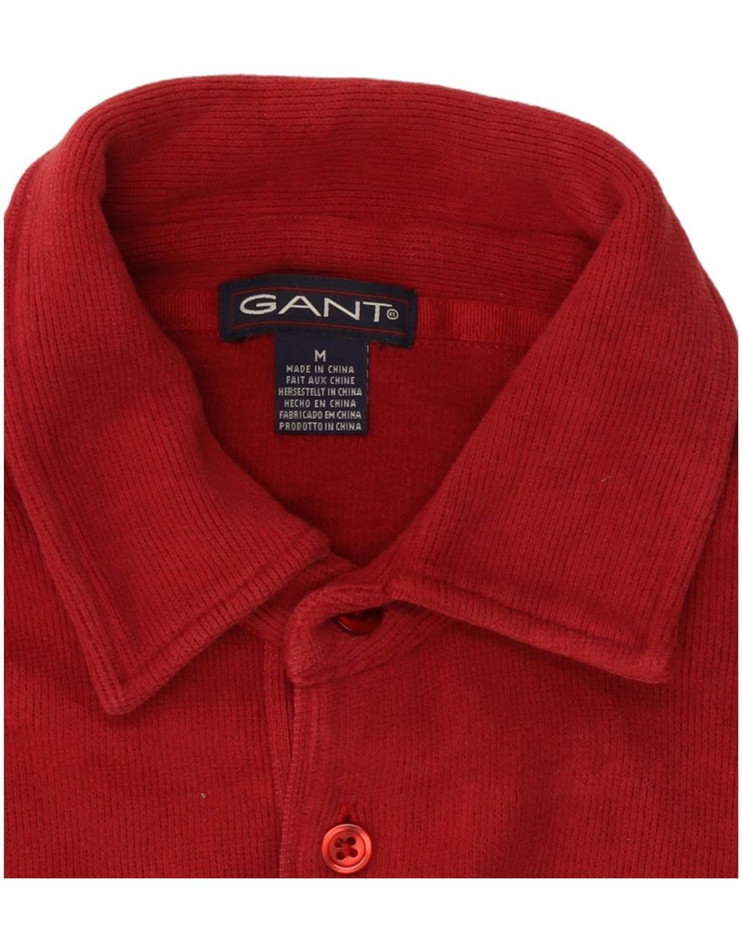 Pulover Gant pentru bărbați cu gât polo, bumbac roșu mediu