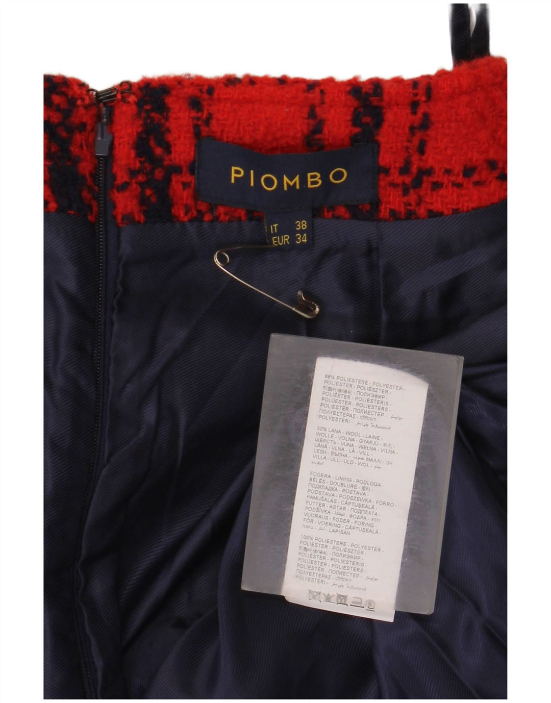 Fusta mini pentru femei Piombo IT 38 XS W26 Poliester cu carouri roșii
