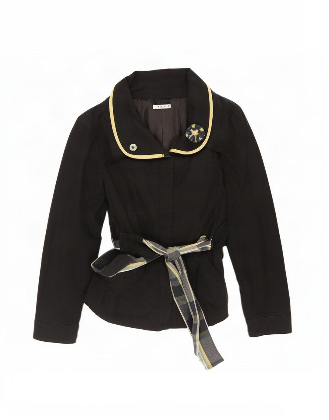Palton scurt pentru femei Vila UK 10 Bumbac negru mic