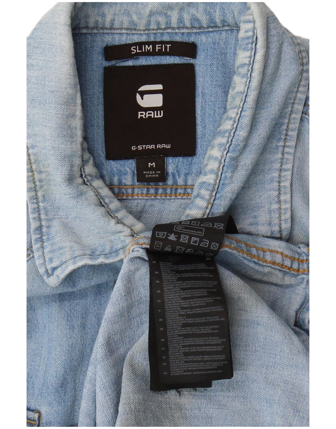 Cămașă G-Star pentru bărbați, slim fit, din denim, bumbac albastru mediu