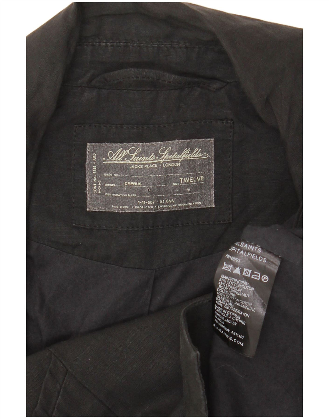 Jachetă pentru femei All Saints Crop 3 Button Blazer UK 12 Bumbac mediu negru