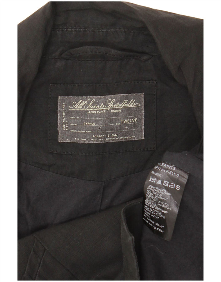 Jachetă pentru femei All Saints Crop 3 Button Blazer UK 12 Bumbac mediu negru