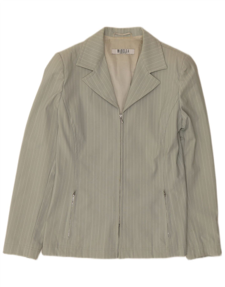 Jachetă Blazer pentru femei Marella UK 12 Poliamidă cu dungi verzi medii