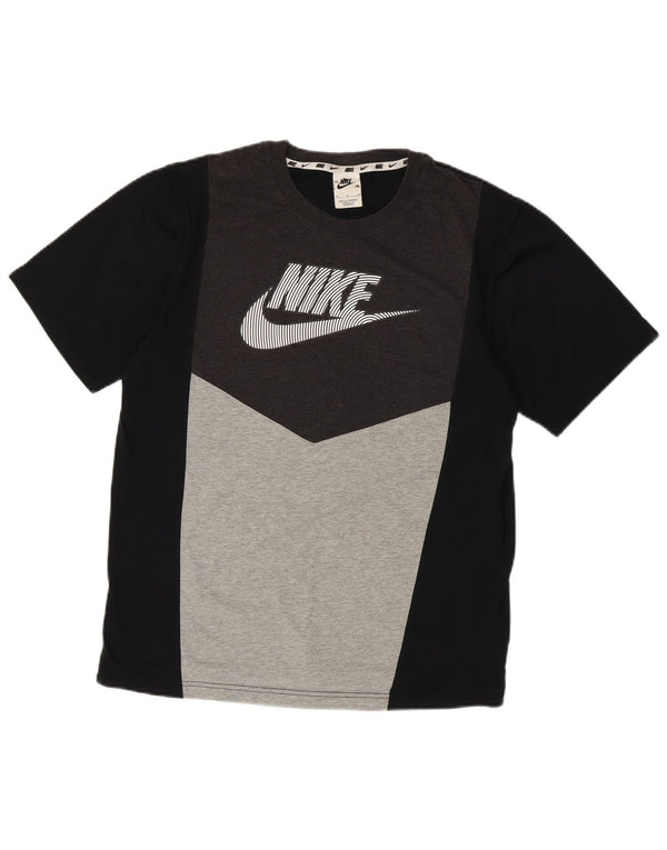 Tricou grafic Nike pentru bărbați Top mediu negru din bumbac color bloc