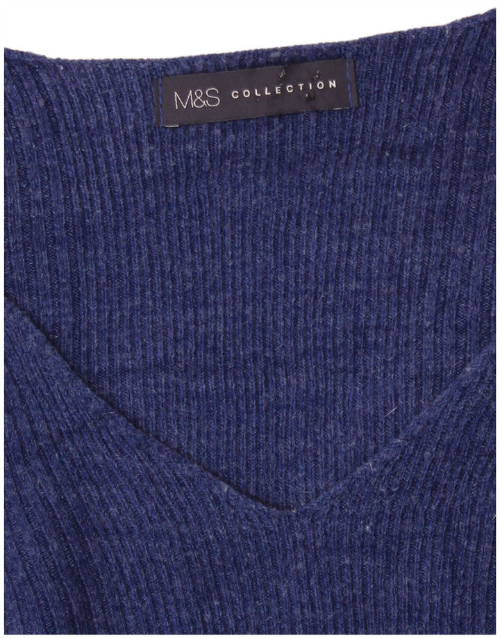 Pulover pentru femei Marks & Spencer cu decolteu în V UK 14 Medium Blue Peteted