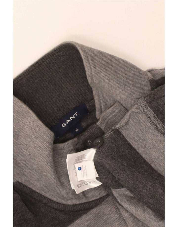 Pulover pentru bărbați Gant, cu gât cu nasturi, XL, bumbac cu dungi gri